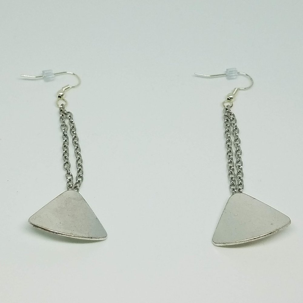 Earrings with Silver Triangular Pendants